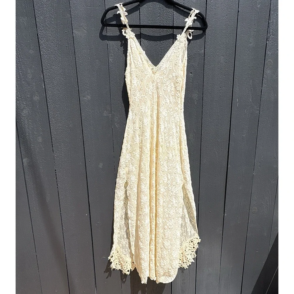 VTG Claire Pettibone Babydoll Fairy Lace Slip Nightgown Small Floral Sheer Bride